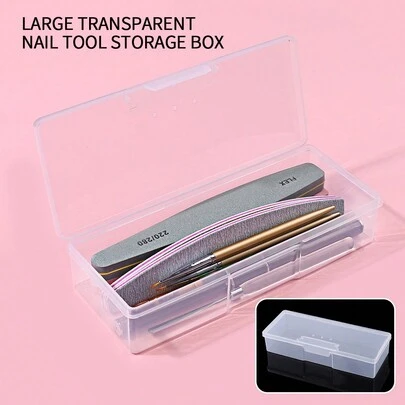 Nail Tool Storage Box Set Including Nail Sanding Strip Box, Nail Tool Box, Nail Pen Storage Box, Sponge Storage Box, Uv Pen Storage Box, Portable Long Box, Plastic Transparent Tool Box, Rectangle Jewelry Storage Box, Nail Polish Slice Box, And Storage Box