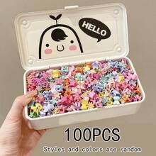 100 chiếc/gói, nhiều màu sắc ngẫu nhiên, kẹp tóc nhỏ dễ thương cho bé gái, phụ kiện tóc nhiều màu sắc, đồ trang trí tóc ngọt ngào dùng hàng ngày. - Nhiều màu - Xem 3