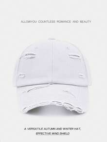 1pc Children Fashion Hole Wash Retro Sunshade Baseball Cap - White - View 1