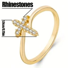 時尚閃閃發光的金色戒指,適合日常佩戴/節日禮物 - 金色 - 查看 6