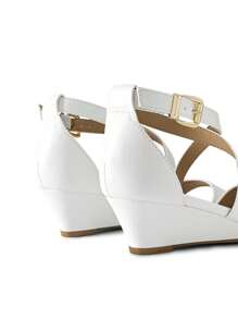 Women Wedge Sandals Adjustable Ankle Strap Open Toe Platform  Low Wedge Work Valentine's Day Wedding Party  Dating Prom Pump Wedge Sandals - 白色 - 查看 10