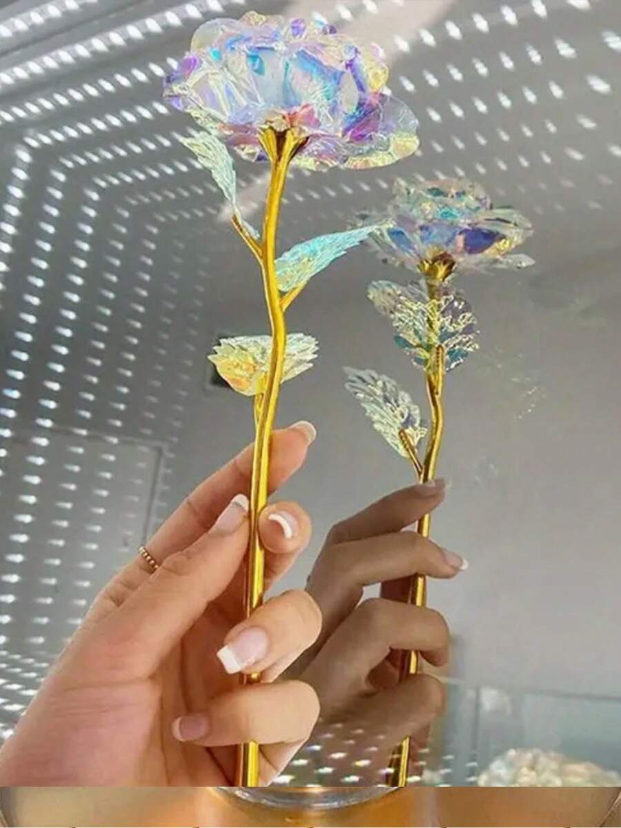 1/3入組玫瑰金水晶人造玫瑰花 - 結婚週年紀念和派對裝飾的最佳禮物 - 彩色 - 查看 1