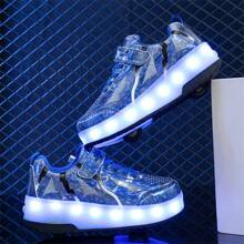 Summer Fashionable Led Light Sports Shoes For Teenagers, Adults, Couples, With Breathable Low-Cut Design, Suitable For Outdoor Roller Skating, Skating, For Men, Women And Unisex Skate
