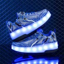 Summer Fashionable Led Light Sports Shoes For Teenagers, Adults, Couples, With Breathable Low-Cut Design, Suitable For Outdoor Roller Skating, Skating, For Men, Women And Unisex Skate