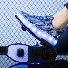 Summer Fashionable Led Light Sports Shoes For Teenagers, Adults, Couples, With Breathable Low-Cut Design, Suitable For Outdoor Roller Skating, Skating, For Men, Women And Unisex Skate