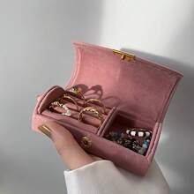 1個獨特精緻的天鵝絨珠寶盒戒指手鍊項鍊收納盒,旅行便攜組織者 - 紅色 - 查看 10