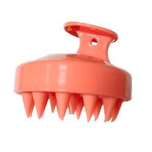 頭皮按摩器,柔軟矽膠刷毛深層清潔頭皮促進生髮淨化頭皮,洗髮刷去頭屑,全黑色 - 橘色 - 查看 1