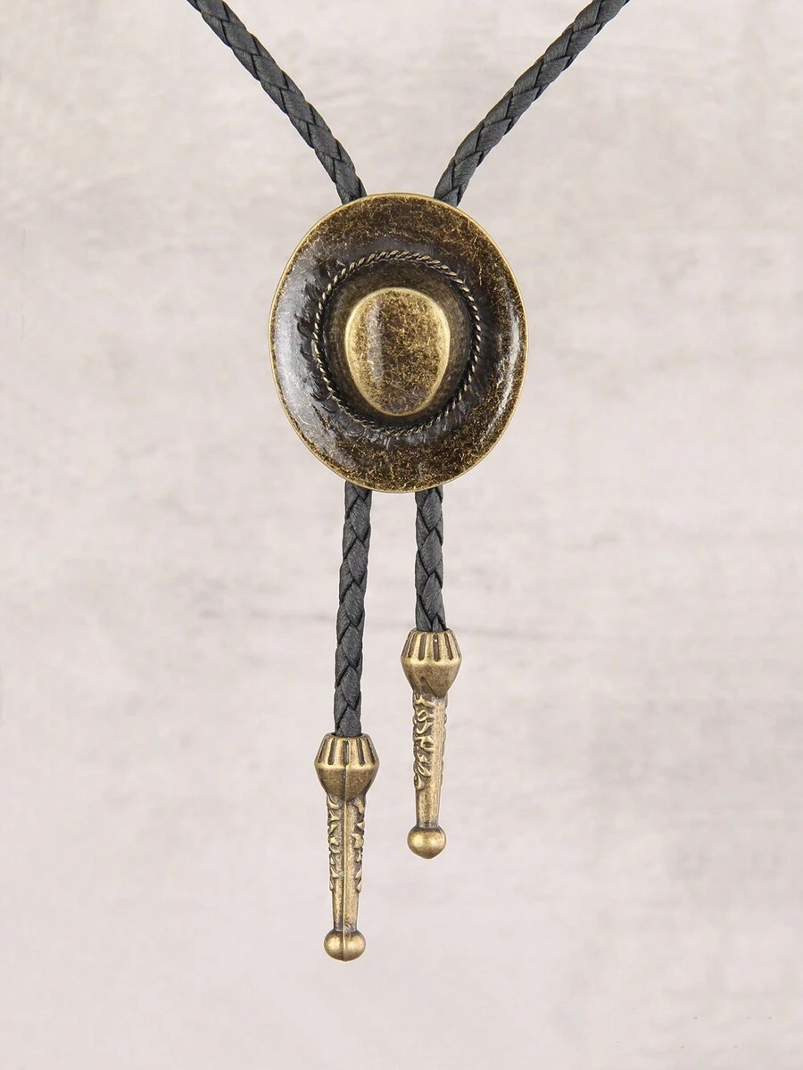 1條丹寧項鍊,配有復古高頂禮帽和合金猴臉面罩墜飾,男士長鍊適用於搖滾展演或衣領,是兄弟和父親的絕佳禮物 - 皮革款 - 查看 1