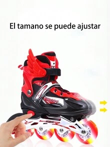 Adjustable Inline Skates With Protective Equipment 4 Wheel Skates For Children Ideal For Gift - Pink - View 3