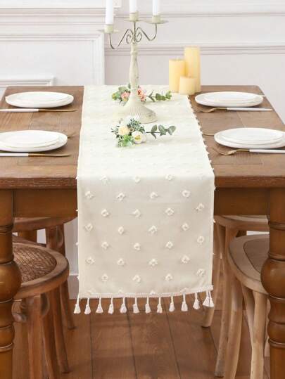 Miater 1 Pieza Camino De Mesa De Decoración Para Fiesta De Boda Con Flecos De Lino