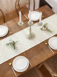 Miater 1pc Linen Fringe Wedding Party Decoration Table Runner - Apricot - View 5