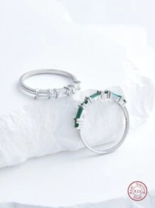 1個流行嵌入式戒指,適用於女孩、女人、約會、日常穿著和送禮 - 綠色 - 查看 4