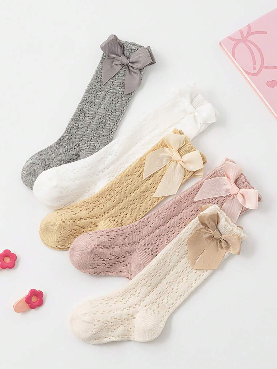 5 Pairs Baby Girls' Lace Ruffle Princess Socks - Multicolor - View 1