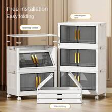 1個可堆疊折疊式收納盒,多層家居收納櫃,無塑料安裝點心收納架,臥室衣櫃,玩具積木收納盒,家庭組織和儲物用品,房間裝飾,家居裝飾 - 5層折疊櫃 - 查看 2
