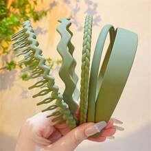 5件裝女式霧面髮帶時尚輕便壓克力髮帶鋸齒狀防滑梳子髮帶男女髮帶防滑碎髮壓縮髮帶 - 藏蓝色 - 查看 5