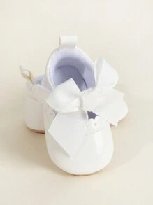 1 par Zapatos de bebé niña de unicolor con lazo nudo, para bebés de 0 a 18 meses, suela suave antideslizante, estilo princesa para primavera y otoño