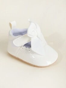 1 par Zapatos de bebé niña de unicolor con lazo nudo, para bebés de 0 a 18 meses, suela suave antideslizante, estilo princesa para primavera y otoño