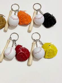 1入組棒球鑰匙扣,迷你壘球手套吊飾,男士用,模擬迷你可愛棒球鑰匙扣,運動主題鑰匙扣,創意包掛件,送禮首選,適合棒球愛好者,鑰匙扣吊墜 - 彩色 - 查看 2