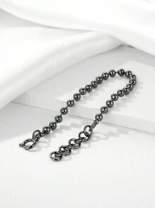 ZG YING ZHOU ZGYZ 1pc Fashionable Stainless Steel 18K Gold Color Small Bead Chain Bracelet, Unisex, Versatile For Nightclub, Wedding, Banquet, Style Black Small Ball Bead Strand Bracelet