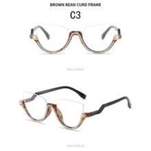 1pc Triangle Cat Eye Anti-Blue Ray Half-Frame Diamond-Embeddedoptical Glasses Frame Retro Chic Eyewear For Women - Multicolor - View 9