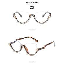 1pc Triangle Cat Eye Anti-Blue Ray Half-Frame Diamond-Embeddedoptical Glasses Frame Retro Chic Eyewear For Women - Multicolor - View 8