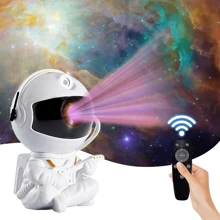 1pc New Star Projector Galaxy Night Light - Astronaut Space Projector, Star Nebula Ceiling Led Light, Timer And Remote Control For Room Decoration (White Guitar Astronaut) - White - View 5