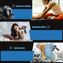 按摩槍深層組織電動肌肉按摩器，具有30個可調節的速度，高清觸摸屏，2500mAh鋰離子電池，高強度專業筋膜槍手持按摩，無線便攜筋膜槍，6個按摩頭，包括收納袋 - 黑色 - 查看 11