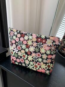 1入組,travelwant拉鍊化妝包,印花化妝包,旅行盥洗用品收納袋,大容量帆布化妝包,女孩男孩禮物攜帶型筆袋