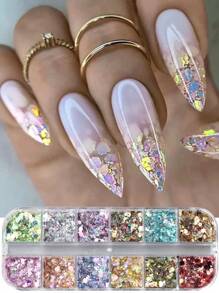 1 Scatola di Glitter Esagonali Iridescenti Misti, Paillettes Olografiche Spesse, Scaglie Scintillanti Effetto Sirena, Decorazioni per Unghie Fai-da-Te, Charm per Unghie, Gemme per Unghie, Forniture per Unghie