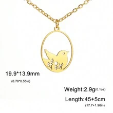 1入組不鏽鋼空心項鍊,設有鳥、花、兔吊墜,時尚復古的動物造型優雅別緻,適合作為禮物贈送 - 動物系列 - 查看 19