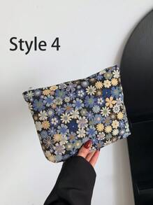 1入組,travelwant拉鍊化妝包,印花化妝包,旅行盥洗用品收納袋,大容量帆布化妝包,女孩男孩禮物攜帶型筆袋