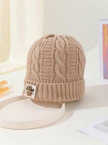女式針織帽,適用於秋冬季節,時尚顯瘦,保暖防風保護耳朵 - 卡其色 - 查看 2