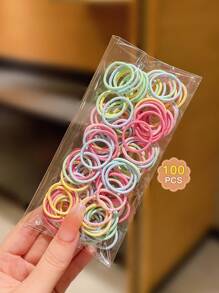 100pcs/Pack Children's Colorful Basic High Elasticity Hairband - Multicolor - View 5