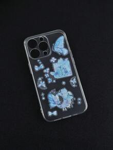 6入組藍色卡通蝴蝶和花卉圖案塗鴉貼紙,月潮風格,用於創意相簿、手帳裝飾、禮盒包裝藝術用品 - 藍色 - 查看 8