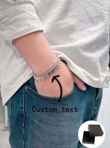 Customized Name/Slogan Engravable Bracelet, Suitable For Men And Women's Daily Wear - Multicolor - View 1