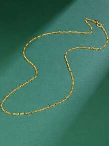 FOREVER QUEEN 925 純銀義大利實心費加羅鏈項鍊附贈禮盒男女款 - 金色 - 查看 4