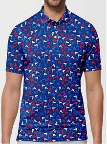 男士單件襯衫t恤,休閑運動polo衫t恤,夏季男士運動polo衫健身服裝 - 寶藍色 - 查看 1