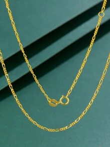 FOREVER QUEEN 925 純銀義大利實心費加羅鏈項鍊附贈禮盒男女款 - 金色 - 查看 5