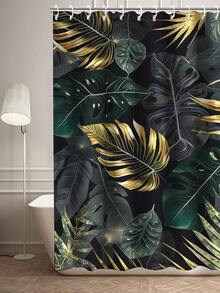 1入組簡約創意ins元素印刷防水淋浴簾,極簡時尚風格,適用於浴室裝飾 - 彩色 - 查看 5