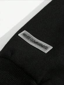 1 件男童/青少年休闲纯色连帽衫 - 黑色 - 查看 4