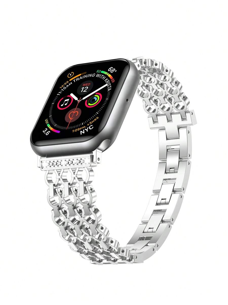 1pc Mesh Stainless Steel Watch Band For 38/40/41/42/44/45/49mm Apple Watch Ultra/Se/8/7/6/5/4/3/2/1 - Silver - View 1