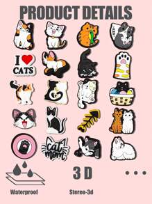 8-12-20PCS Cute Naughty Little Cat Series Theme Pattern Cute Shoe Charm Suitable For Crocodile Charm DIY Decoration , Pen Cases, Bags, Mobile Phone Case Accessories And Party Gifts