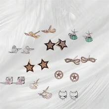 新品到貨Ins風格小巧優雅多才的蝴蝶結耳環，具有復古時尚風格，925銀針 - 蝴蝶結[銀色] - 查看 2