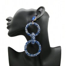 Bohemian Retro Long Round Drop Earrings With Sparkling Resin Decor Exquisite Ear Jewelry For Girls For Party Decor - 8 - View 10