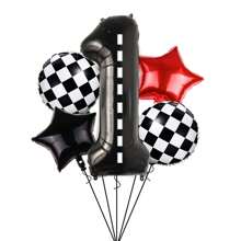 New Design 5pcs Football Themed Green Number Aluminum Foil Balloons For Birthday Party Decoration, 5pcs Retro Racing Car Shaped Aluminum Foil Balloons, Black And White Checkered Theme Balloon Set For Birthday Racing Party Decoration,Christmas