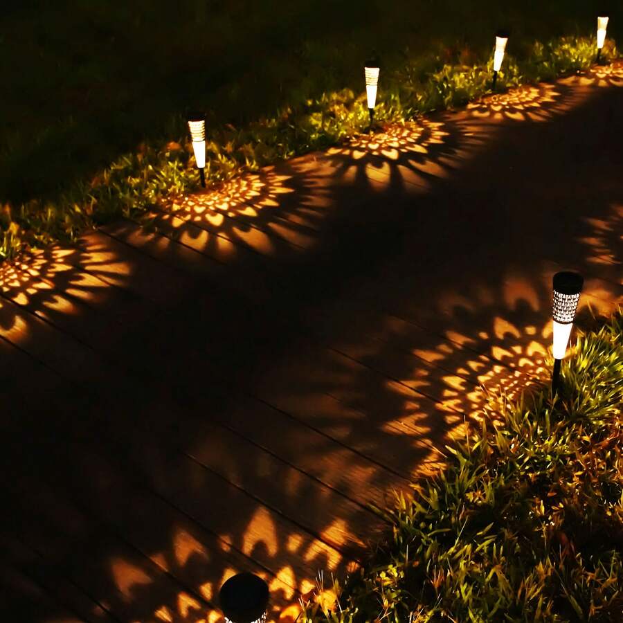 4pcs Solar Powered Peacock Pattern Pathway Lights, Waterproof & High Temperature Resistant, For Yard Lawn Garden Driveway Decoration & Lighting, Outdoor Garden Lighting For Pathway, Yard, Patio - Black and White - View 1