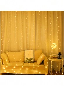 1pc Usb Powered Colorful Ice Strip Lights With Copper Wire, Remote Control, Hooks For Holiday, Wedding, Bedroom And Curtain Decoration - Yellow - View 9