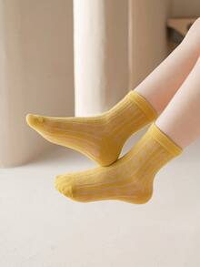 L23-12 Solid Color Striped Children Socks - Multicolor - View 5