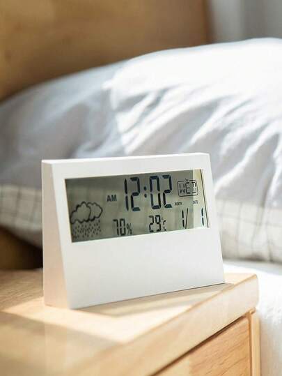 Relógio Despertador Alarme De Mesa 13x7x3cm Lcd De Plástico Com Tela Grande, Design Simples E Recursos Multifuncionais