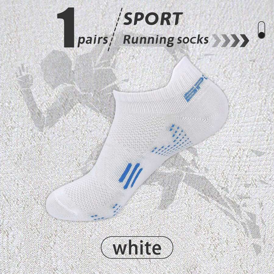 {1pc White} Fashion Sports Socks For Outdoor Sports, Cycling, Basketball, Running - White - View 1